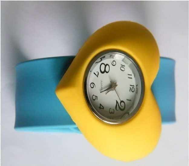 Cute Heart Shape Design Slap Silicone Watch - Click Image to Close
