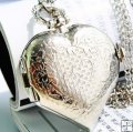 New Silver Lovely Pocket Watch with Heart Shape Cover