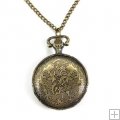 Pocket Watch Pendant - Middle Size Rose Embossment Design Rotundity Pattern Case