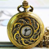 Exquisite retro style brass hollow classic pocket watch