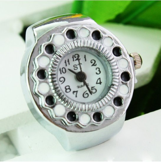 New Brand Quartz Stylish Black And White Finger Watch - Click Image to Close