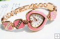 Women's Decorative Heart Rhinestone Bracelet Wrist Watch