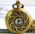 Exquisite retro style brass hollow classic pocket watch