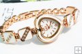 Fahion Design White Heart Shape Rhinestone Bracelet Wrist Watch Fahion Design White Heart Shape Rhinestone Bracelet Wrist Watch