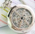 Fashionable silver snowflake cover pocket watch necklace
