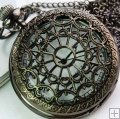 Retro Style Hollow Net Pattern Quartz Pocket Watch