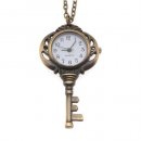 Pocket Watch Pendant - Antiqued Brass Quartz Motion - Key W/ Chain - 56x32mm Pocket Watch Pendant - Antiqued Brass Quartz Motion - Key W/ Chain - 56x32mm