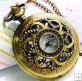 Exquisite retro style bronzy hollow whirlwind pocket watch