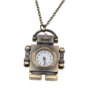 Pocket Watch Pendant - Antiqued Brass Quartz Motion - Robot With Chain - 40x33mm Pocket Watch Pendant - Antiqued Brass Quartz Motion - Robot With Chain - 40x33mm