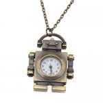 Pocket Watch Pendant - Antiqued Brass Quartz Motion - Robot With Chain - 40x33mm Pocket Watch Pendant - Antiqued Brass Quartz Motion - Robot With Chain - 40x33mm