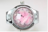 New Pink Flower Charming Quartz Finger Ring Watch