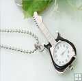 Fashion Stylish Silver Guitar Pendant Watch Necklace