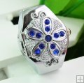 High Quality Floral Rhinestones Quartz Finger Ring Watch