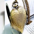 Stylish Brass Heart Shape Stripe Deco Pocket Watch