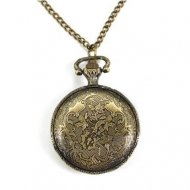 Pocket Watch Pendant - Middle Size Rose Embossment Design Rotundity Pattern Case