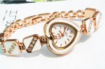 Fahion Design White Heart Shape Rhinestone Bracelet Wrist Watch Fahion Design White Heart Shape Rhinestone Bracelet Wrist Watch