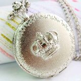 Antique silver crown cover classic pocket watch necklace