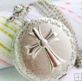 Metal silver cross classic pendant pocket watch