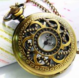 Exquisite retro style bronzy hollow whirlwind pocket watch