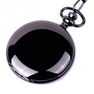 Pocket Watch Quartz Movement Black Case White Dial Arabic Numerals with Chain Fu