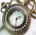 Fashion Design Pendant Pocket Watch With Exquisite Rhinestone Cover