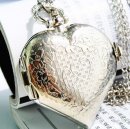 New Silver Lovely Pocket Watch with Heart Shape Cover New Silver Lovely Pocket Watch with Heart Shape Cover