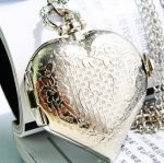 New Silver Lovely Pocket Watch with Heart Shape Cover New Silver Lovely Pocket Watch with Heart Shape Cover