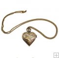 Pocket Watch Pendant - Flower Carving Design with Heart-Shape Flip Cover Antique