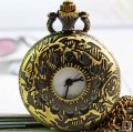 Classical brass hollow flower stripe pocket watch