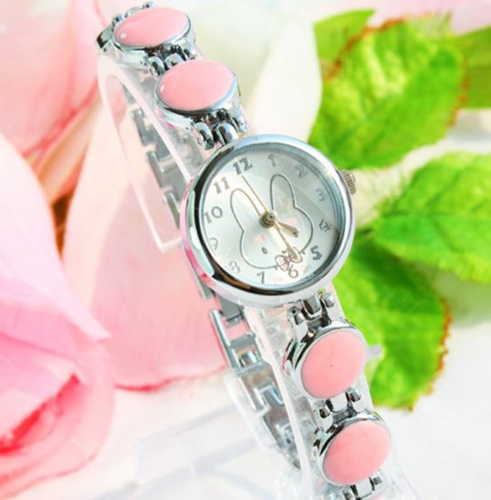 Pink Color Stylish Rabbit Bracelet Wrist Watch - Click Image to Close