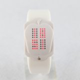 Fashionable Light Red LED White Silicone Touch Watch