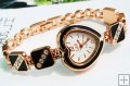 Black Decorative Heart Rhinestone Bracelet Wrist Watch