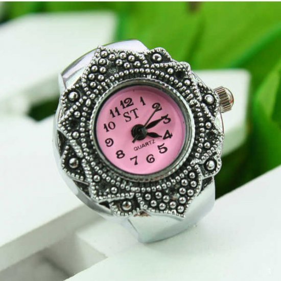 New Beauty Vintage Floral Elastic Finger Ring Watch - Click Image to Close