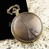 Pocket Watch Pendant - Vintage Paris Eiffel Tower Mens Ladies Quartz Pocket Watc