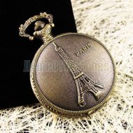 Pocket Watch Pendant - Vintage Paris Eiffel Tower Mens Ladies Quartz Pocket Watc