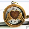 New brand vintage brass heart with wing pocket watch