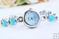 Beautiful Round Decorative Blue Bracelet Wrist Watch