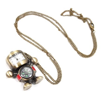 Pocket Watch Pendant - Robot and Compass Lovely Style Delicate Design Pocket Wat - Click Image to Close