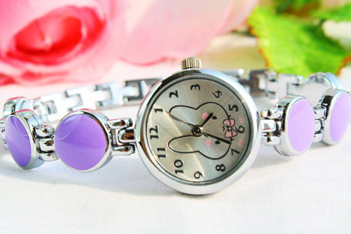 Charming Purple Rabbit Design Bracelet Wrist Watch - Click Image to Close