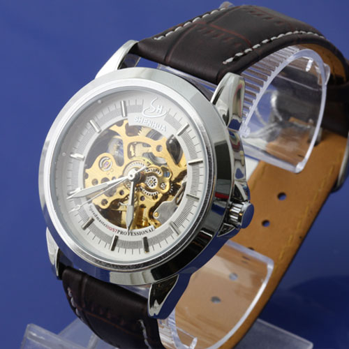 Exquisite Automatic Watch with Leather Band - Click Image to Close