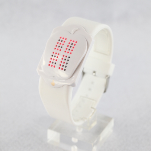 Fashionable Light Red LED White Silicone Touch Watch - Click Image to Close